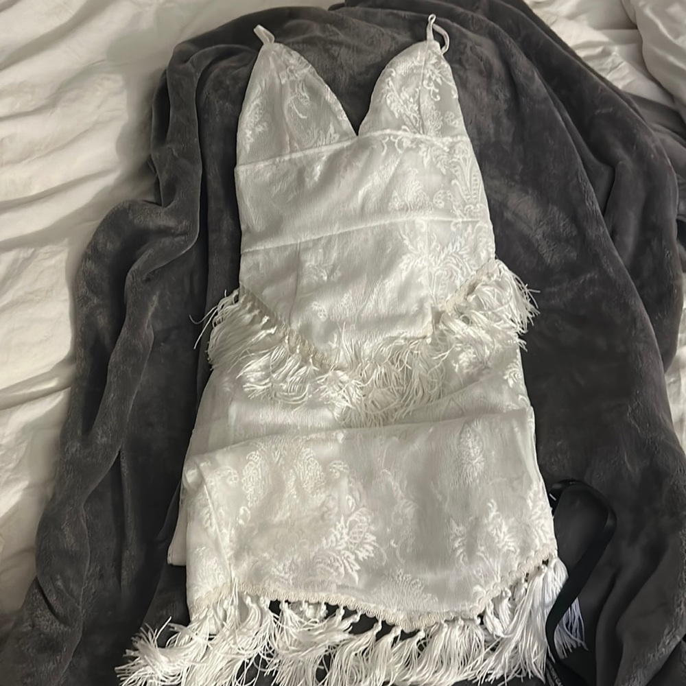Brand new white dress with tassels